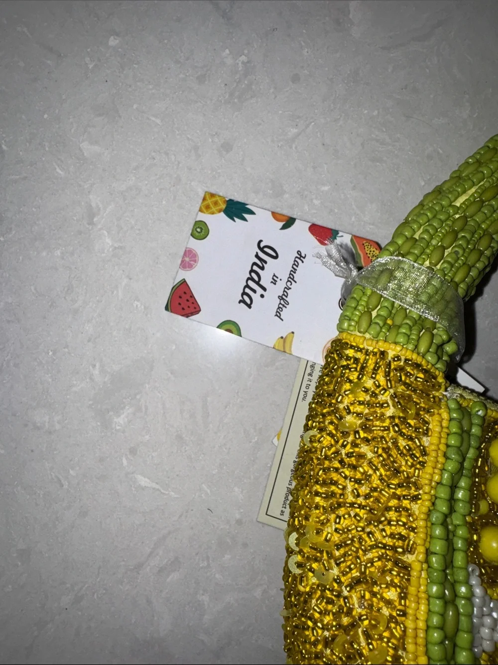Handcrafted India Yellow Green Beaded Women’s Shoulder Bag
